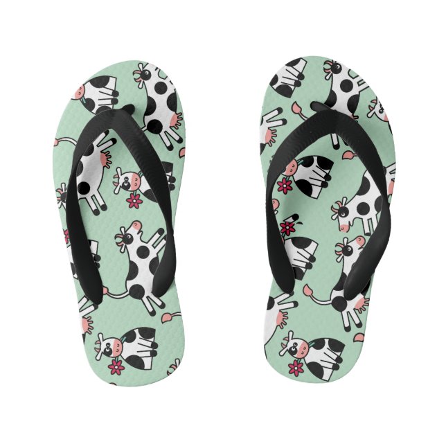 Lolailo 22 Flower Power Cow Kid's Flip Flops (Footbed)