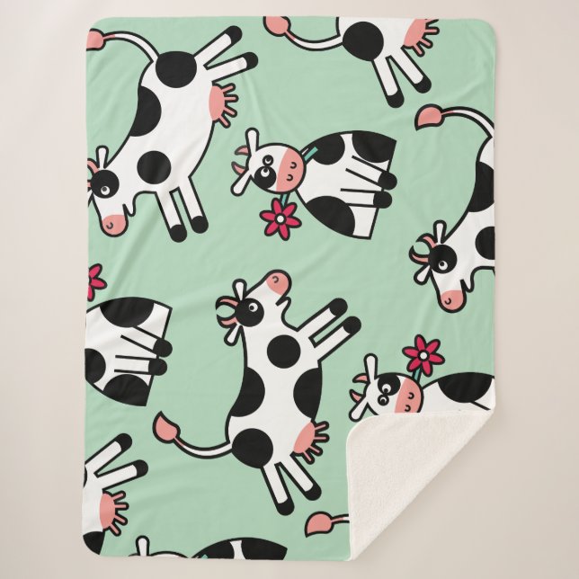 Lolailo 22 Flower Power Cow Sherpa Blanket (Front)