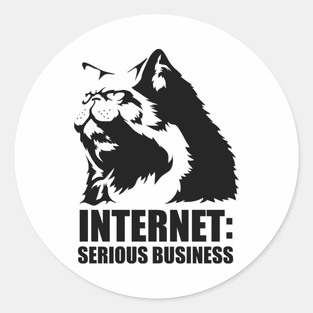 lolcat the internet is serious business classic round sticker (Front)