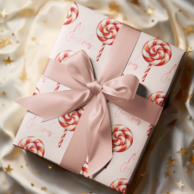 Lolipop Christmas Candy Merry Christmas Wrapping Paper (Creator Uploaded)
