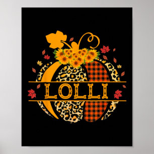 Lolli Leopard Floral Pumpkin Fall Autumn Thanksgiv Poster