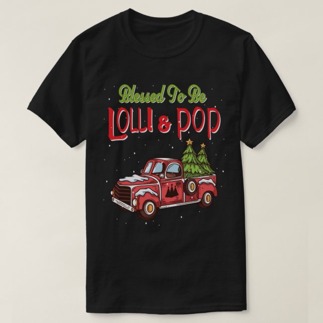 Lolli & Pop Christmas Pajama Grandparents Grandmot T-Shirt (Design Front)