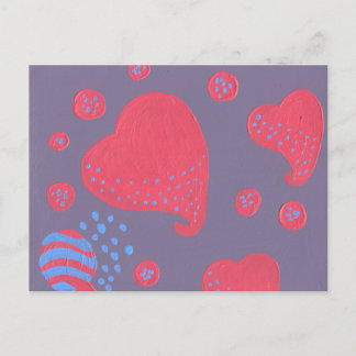 lollipop attacked by hearts postcard