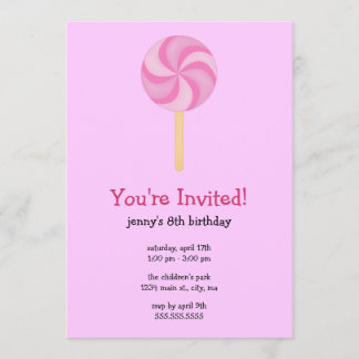 Lollipop Birthday Party Invitations