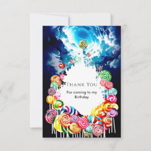 Lollipop Boho Candyland Birthday Thank You Card