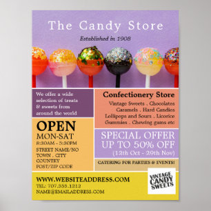Lollipop Candy, Confectionery Supplies Advertising Poster