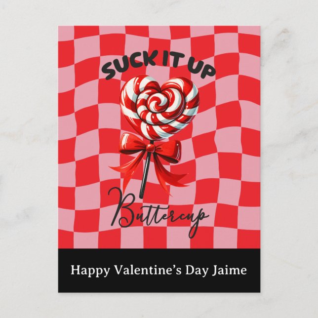 Lollipop Candy Funny Valentines Day Postcard (Front)