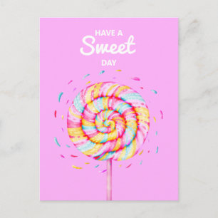 Lollipop Candy Illustration Have a Sweet Day Postcard