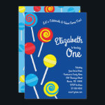 Lollipop Candy Kids 1st Birthday Party Invitation<br><div class="desc">These adorable mod colourful cute lollipop candy birthday party invitations are perfect for a kids 1st birthday celebration! Customise the text to make them your own. The modern look and feel is the perfect way to celebrate your little one that loves suckers, lollipops and the candy store on their first...</div>