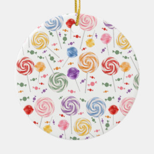 Lollipop Candy Pattern Colourful Ceramic Tree Decoration