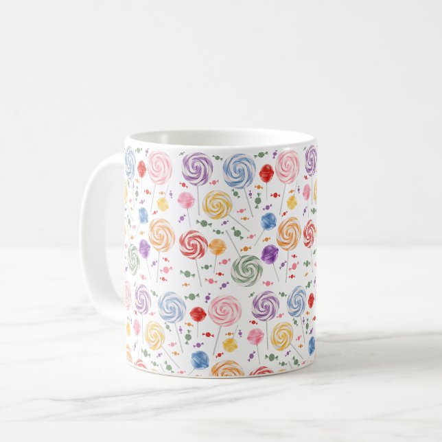 Lollipop Candy Pattern Colourful Coffee Mug (Front Left)