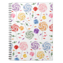 Lollipop Candy Pattern Colourful Notebook