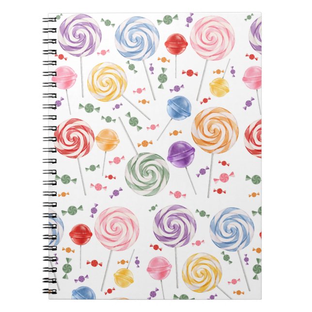 Lollipop Candy Pattern Colourful Notebook (Front)