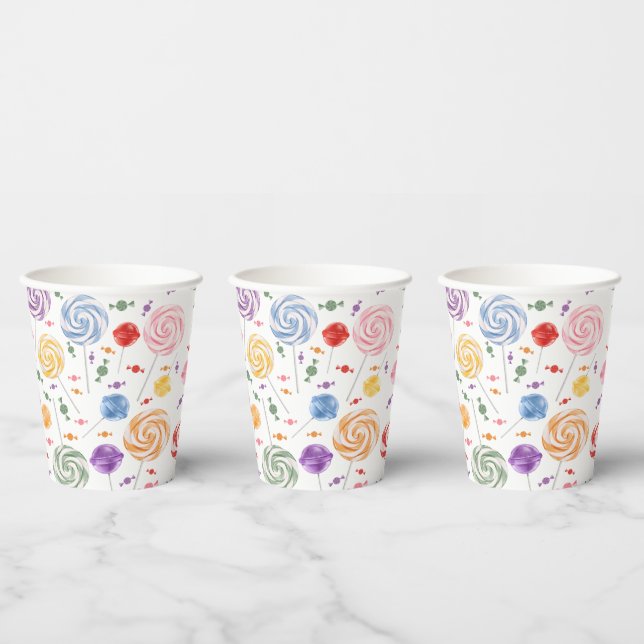 Lollipop Candy Pattern Colourful Paper Cups (Multi)