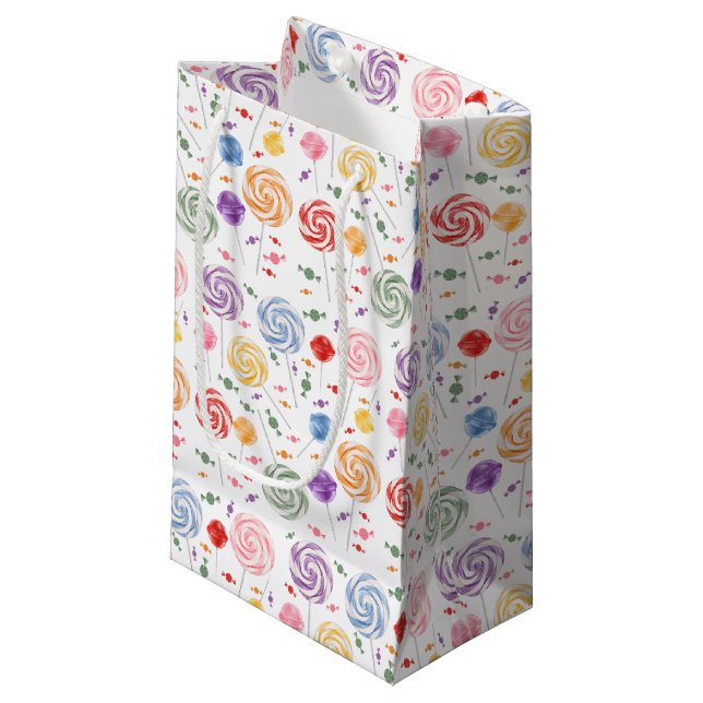 Lollipop Candy Pattern Colourful Small Gift Bag (Front Angled)
