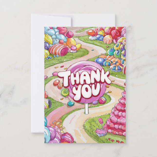 Lollipop Candyland thank you card (Front)