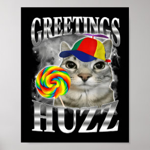 Lollipop Cat Meme Greetings Huzz Funny Silly Cat H Poster