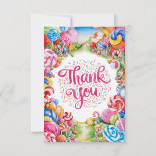 Lollipop Delicious Candyland thank you card