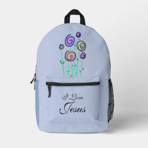 Lollipop Floral Graphic I Love Jesus Lavender Printed Backpack