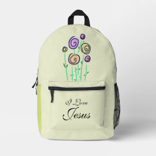 Lollipop Floral Graphic I Love Jesus Pastel Green  Printed Backpack