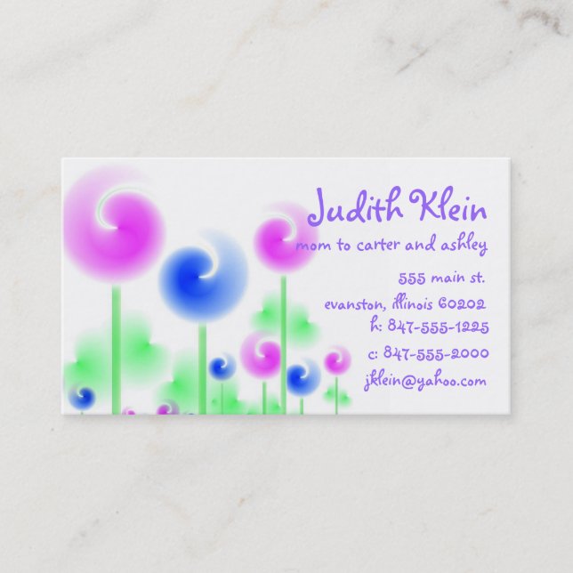 lollipop flowers mummy calling card (Front)
