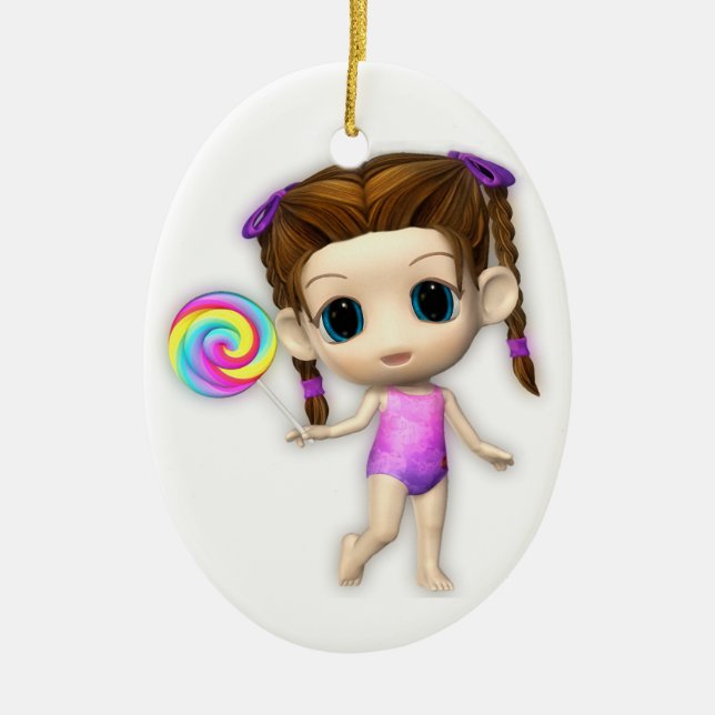 Lollipop Girl Cutie Ceramic Tree Decoration (Front)