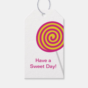 Lollipop Have a.Sweet Day Pink and Yellow Gift Tags