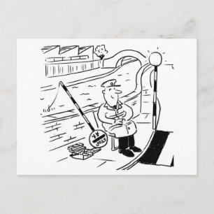 Lollipop Man is Fishing with his Lollipop Postcard