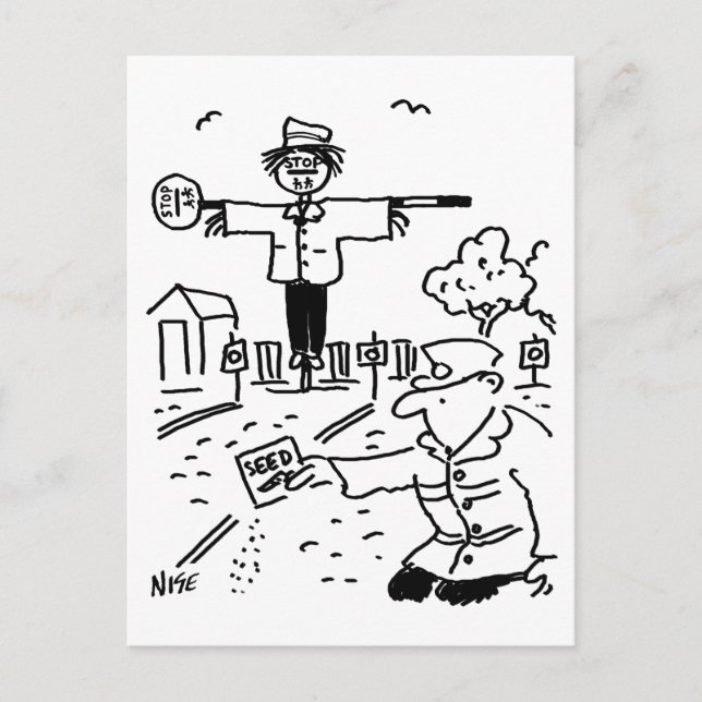 Lollipop Man is Gardening Postcard (Front)