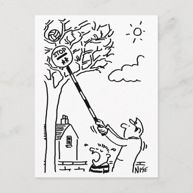 Lollipop Man is Helping Get a Ball from a Tree Postcard (Front)