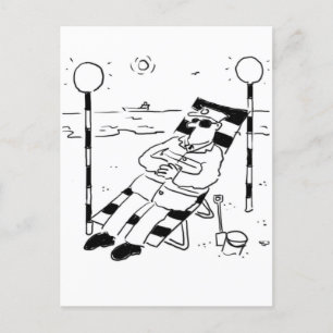 Lollipop Man is Sunbathing. Surreal Postcard