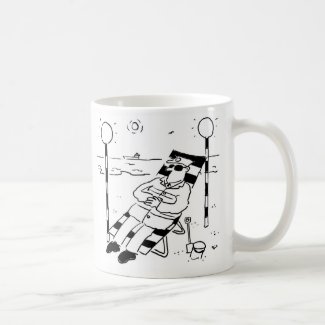 Lollipop Man Sunbathing in a Surreal Illustration Coffee Mug
