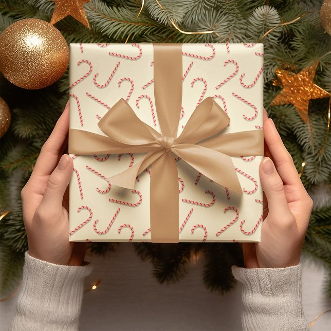 Lollipop Pattern With Candy Canes Christmas Season Wrapping Paper (Creator Uploaded)