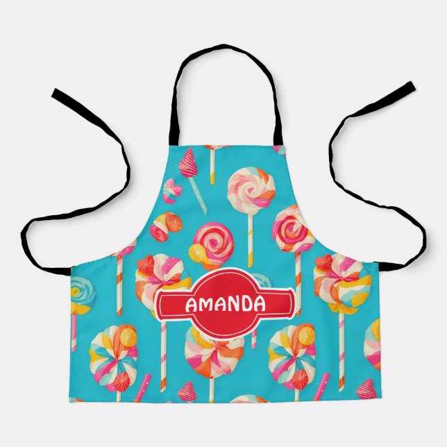 Lollipop Rainbow Colourful Personalised Pattern Apron (Front)