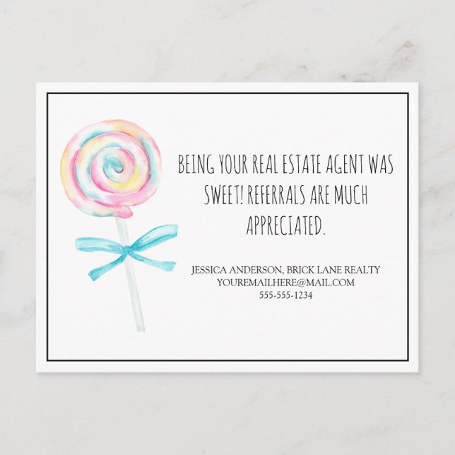 Lollipop Real Estate Referrals Marketingst Postcard (Front)