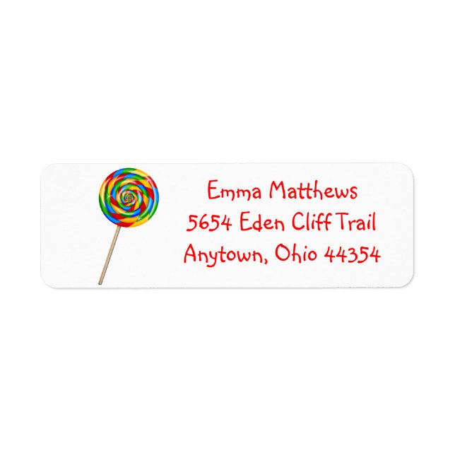 Lollipop Return Address Labels- Primary Colours (Front)