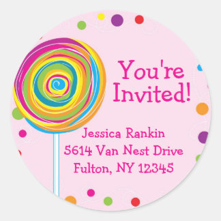 Lollipop Round Sticker Sugary Candy Candyland Pink