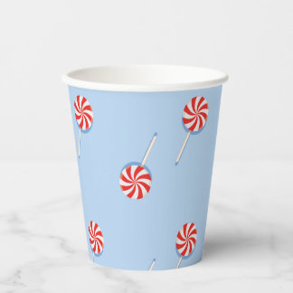 Lollipop Sweet Candy Blue Kids Birthday Party Paper Cups