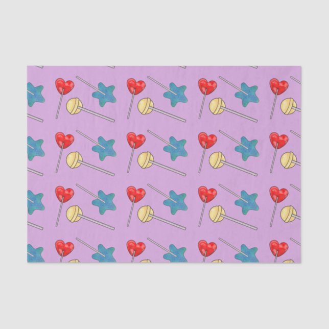 Lollipop Sweet Memory Heart Stars Colourful Love Tissue Paper (Front)