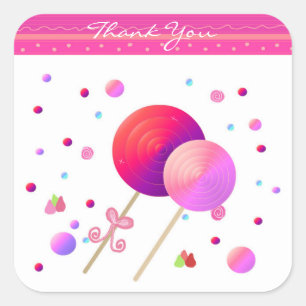Lollipop Thank You Square Sticker