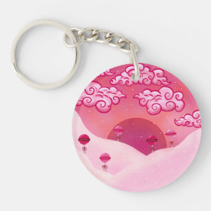 Lollipops and Clouds Illustration Key Ring