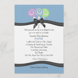 Lollipops and Polka Dots 5x7 Party Invitation