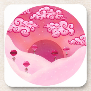 Lollipops and pretty clouds coaster