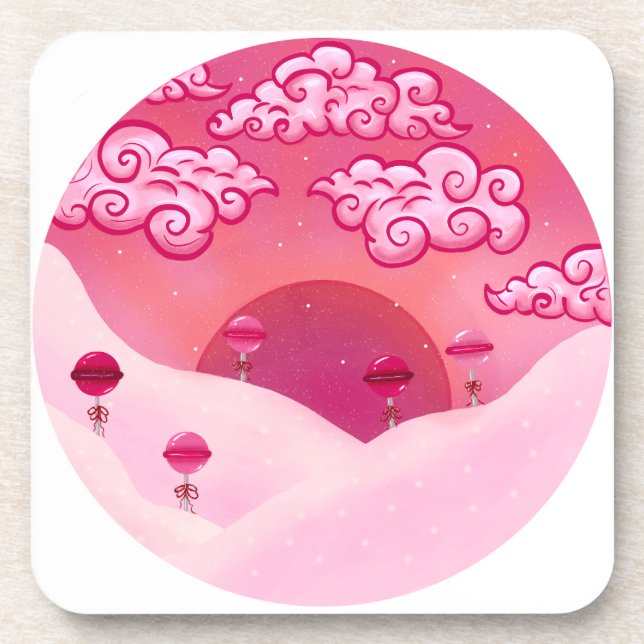 Lollipops and pretty clouds coaster (Front)