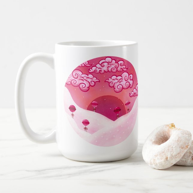Lollipops and pretty clouds coffee mug (With Donut)
