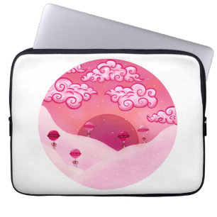 Lollipops and pretty clouds illustration laptop sleeve
