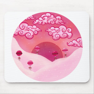 Lollipops and pretty clouds illustration mouse mat