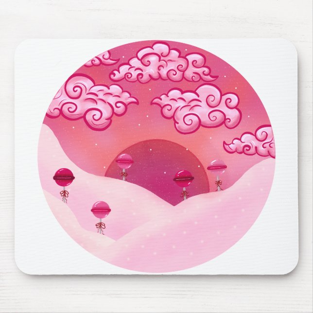 Lollipops and pretty clouds illustration mouse mat (Front)