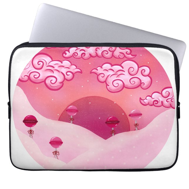 Lollipops and pretty clouds laptop sleeve (Front)