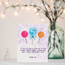 Lollipops Candy Baby Shower Diaper Rafffle Sign